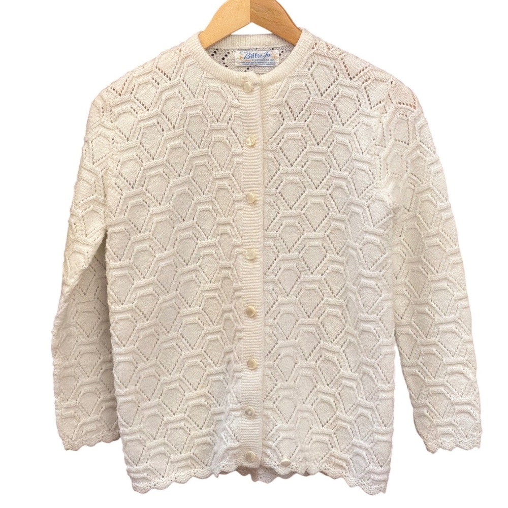 Vintage 60's Retro Billie Jo Cardigan Sweater Grandmacore Coquette Cottagecore